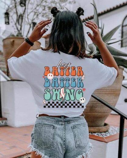 Hey Batter Batter Swing Adult Graphic T-Shirt