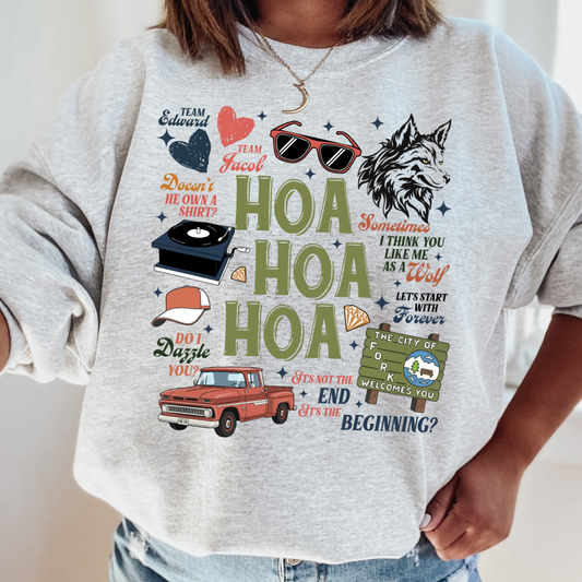 Hoa Hoa Hoa Twilight Spooky Adult Graphic Crewneck Pullover