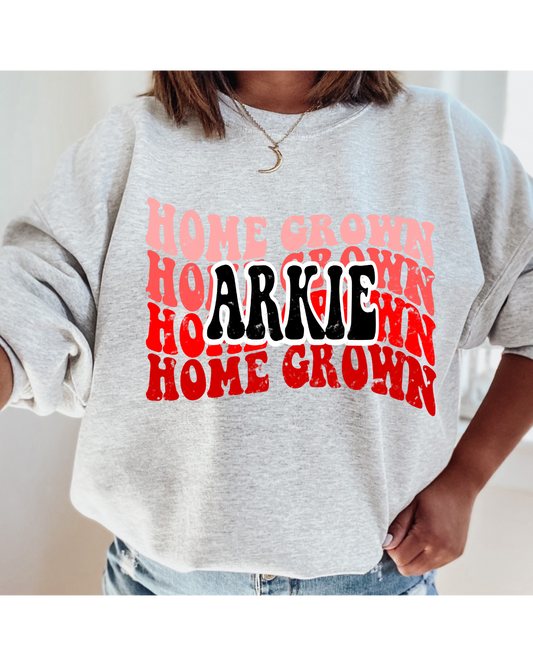 Home Grown Arkie Arkansas Adult Graphic Crewneck Pullover