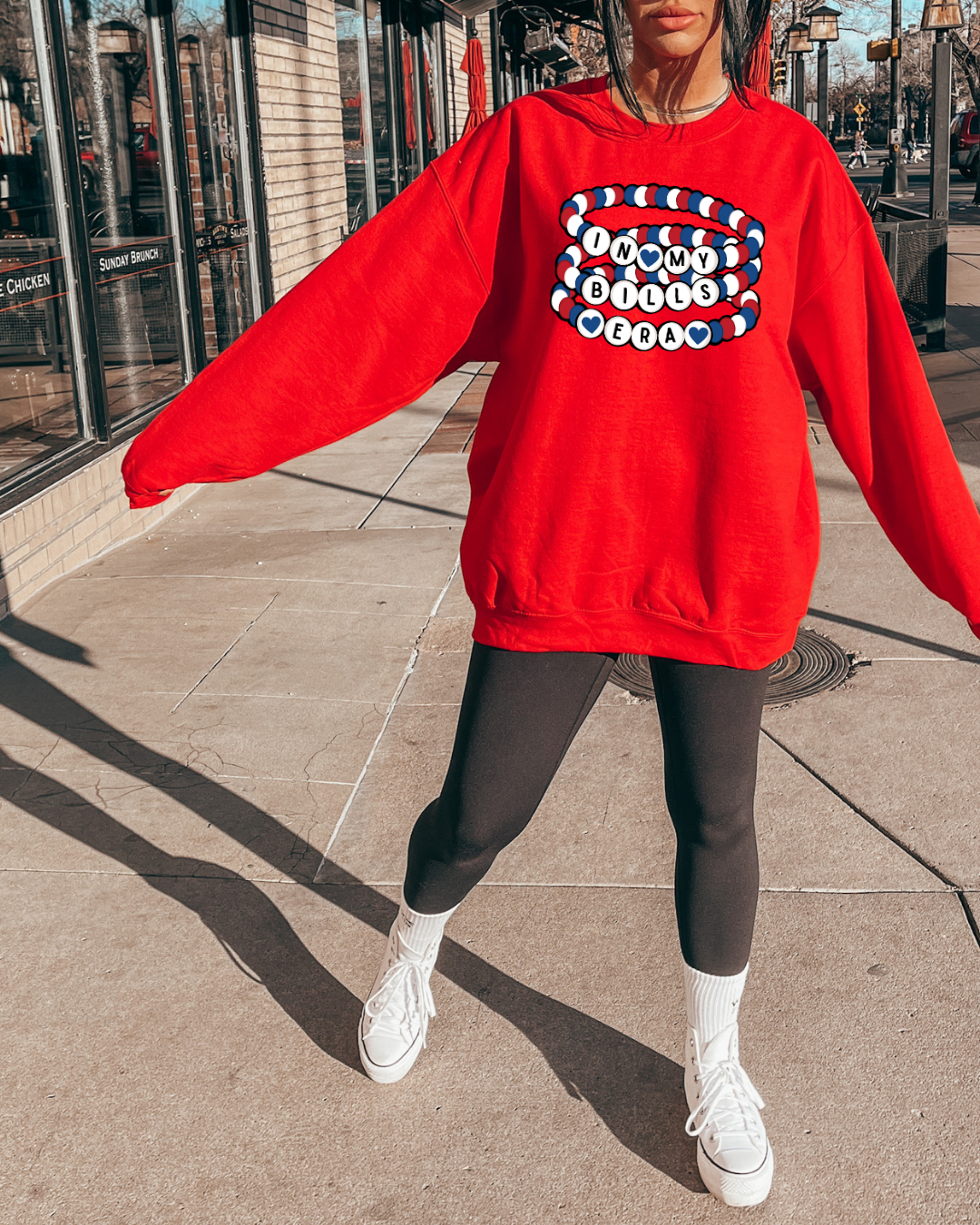 In My Bills Era Friendship Bracelets Buffalo Adult Graphic Crewneck Pullover