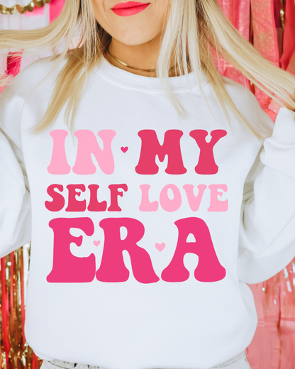 In My Self Love Era Valentines Adult Graphic Crewneck Pullover
