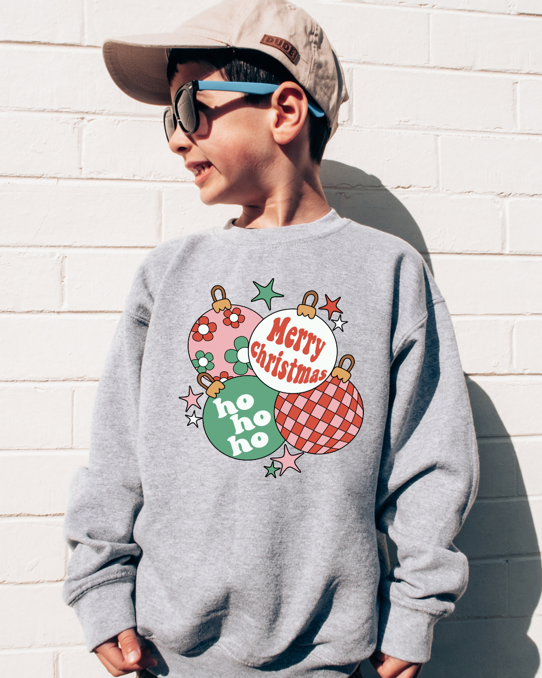 Retro Christmas Ornaments Youth Graphic Sweatshirt