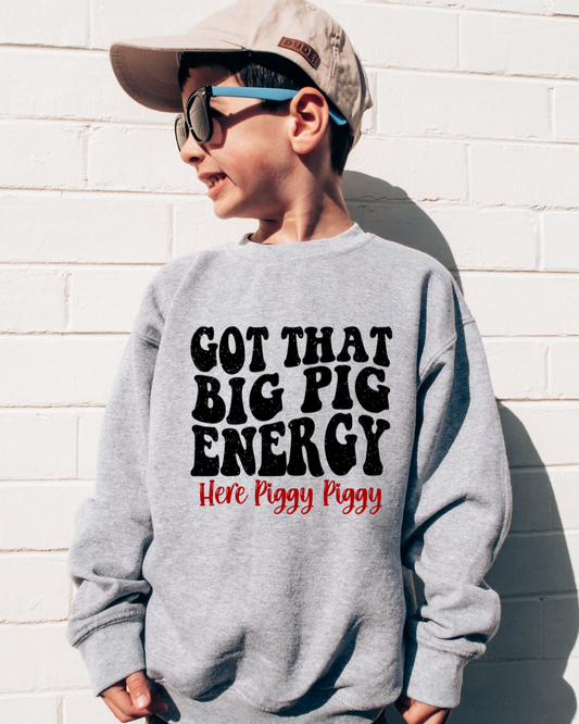 Got That Big Pig Energy Arkansas Youth Crewneck Pullover
