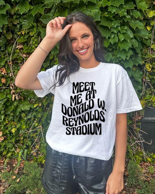 Meet Me At Reynolds Stadium Arkansas Adult Tee (Black)