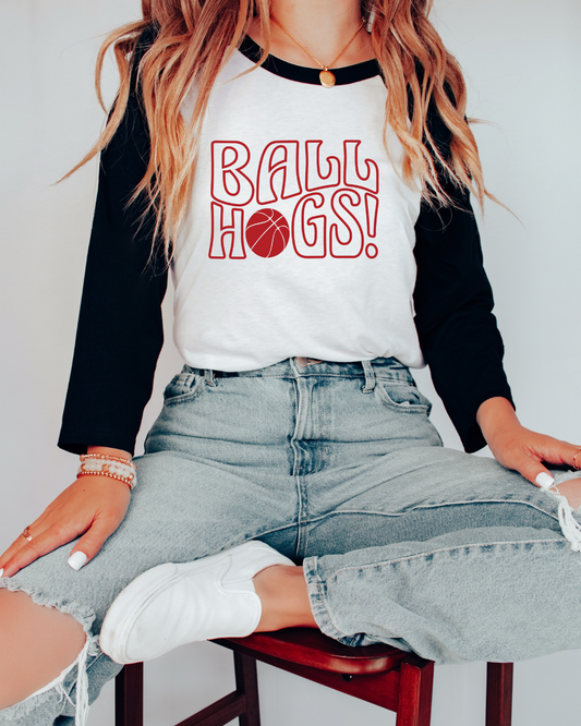 Ball Hogs Basketball Three Quarter Sleeve Toddler Tee (Red)