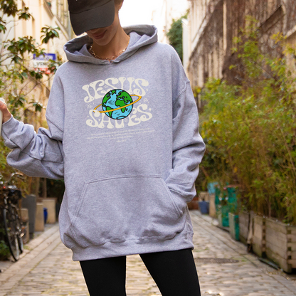 Jesus Saves World Christian Adult Graphic Hoodie