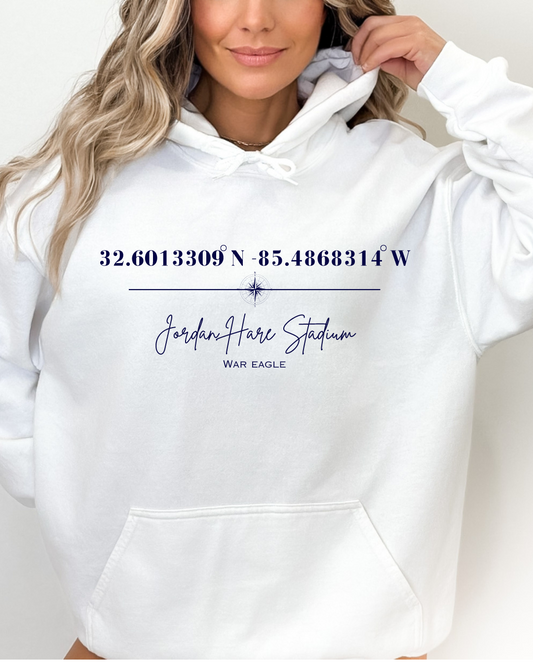 Jordan Hare Stadium Coordinates Auburn Adult Graphic Hoodie