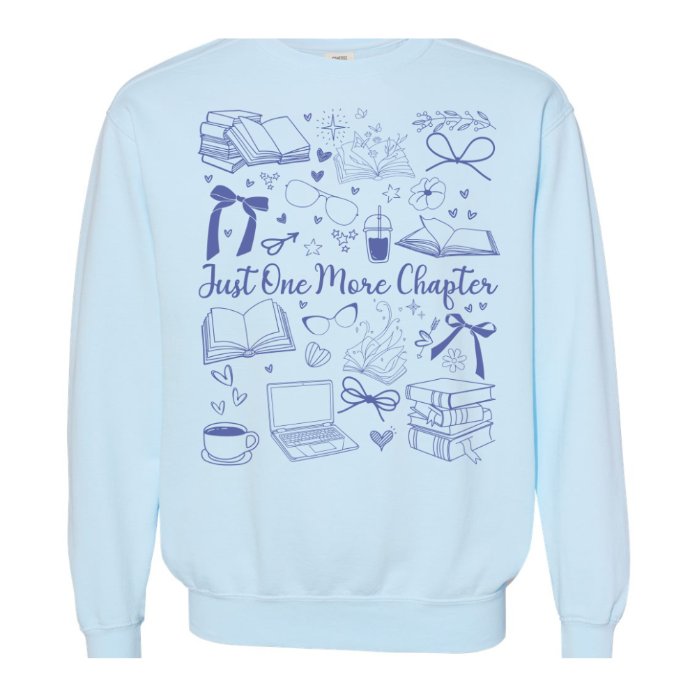 Just One More Chapter Doodles Booktok Adult Graphic Crewneck Pullover
