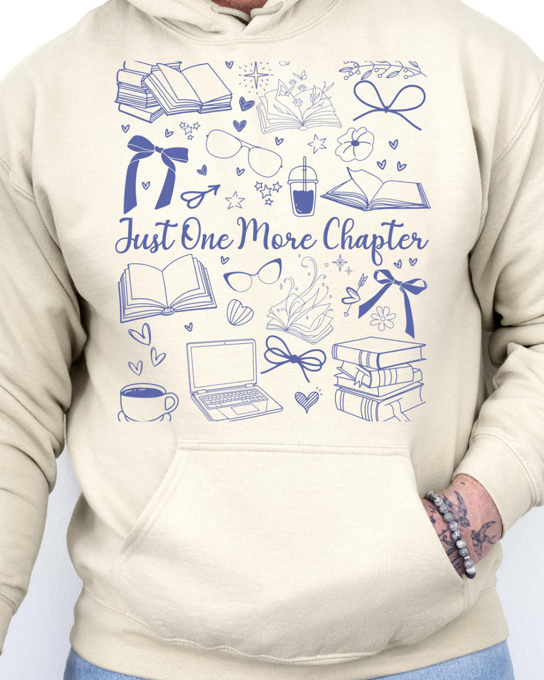 Just One More Chapter Doodles Booktok Adult Graphic Hoodie