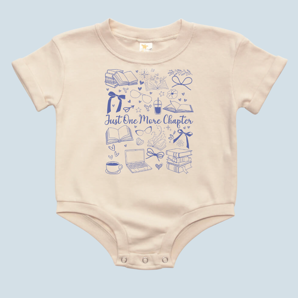 Just One More Chapter Doodles Booktok Baby Bubble Romper