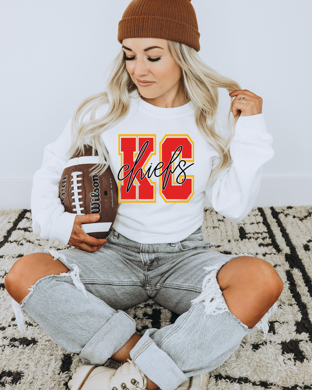 KC Chiefs Block Adult Graphic Crewneck Pullover