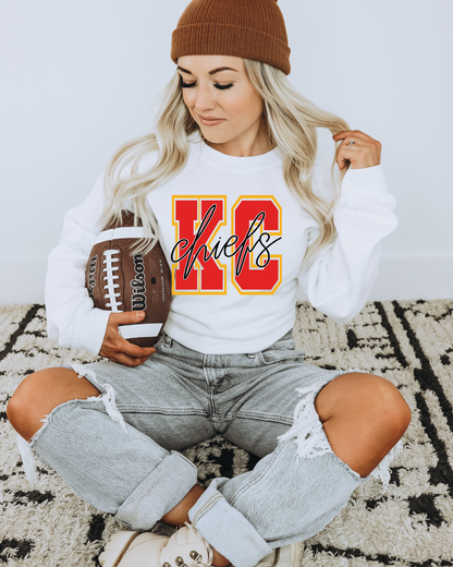 KC Chiefs Block Adult Graphic Crewneck Pullover