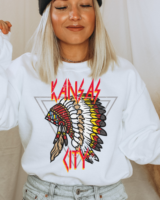 Kansas City Chiefs Headdress Adult Graphic Crewneck Pullover
