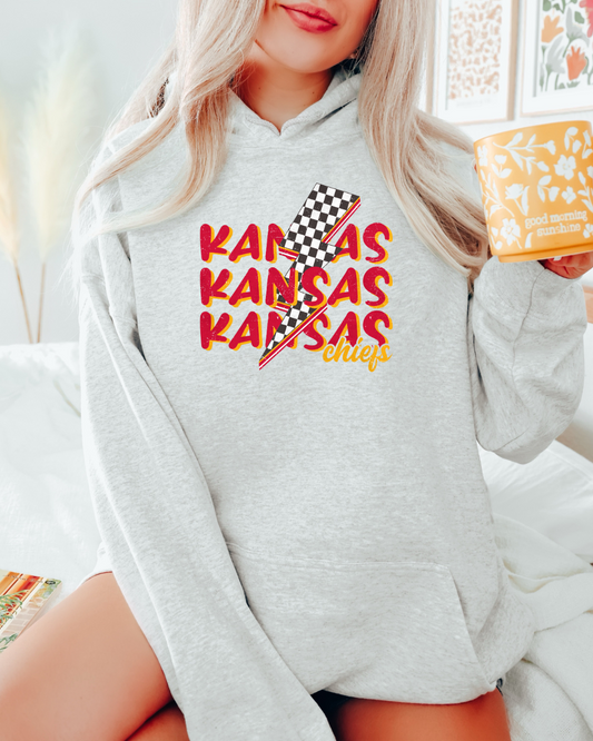 Kansas City Chiefs Lightning Bolt Adult Graphic Hoodie