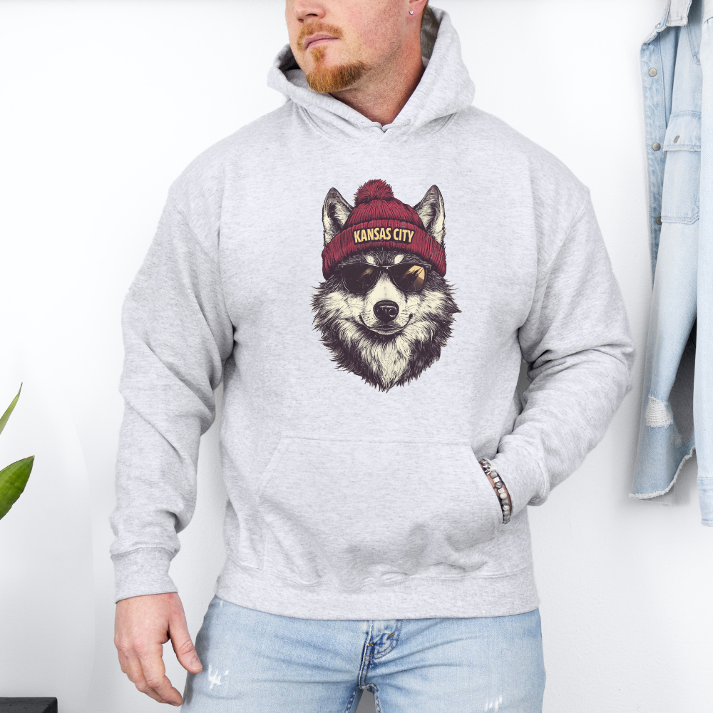 Kansas City Chiefs Wolf Beanie Adult Graphic Hoodie
