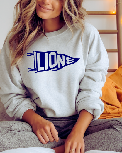 Lions Pennant Detroit NFL Adult Graphic Crewneck Pullover