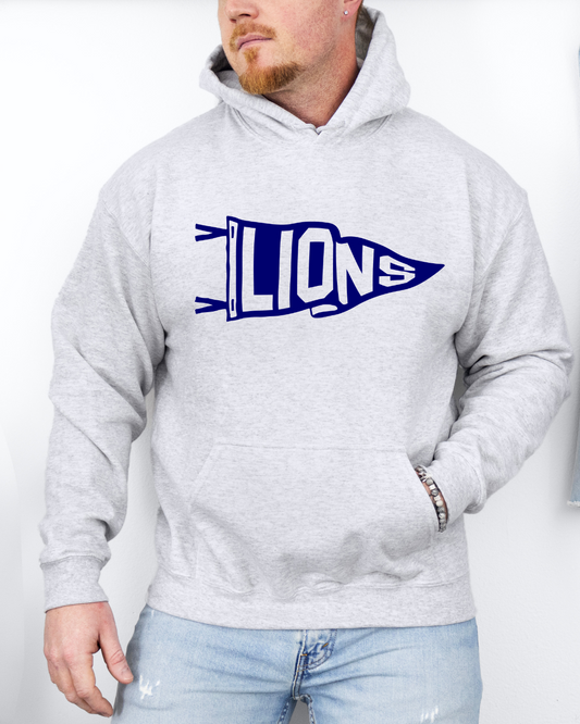 Lions Pennant Detroit NFL Adult Graphic Hoodie