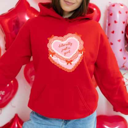 Literally Just A Girl Cake Valentine Adult Graphic Hoodie