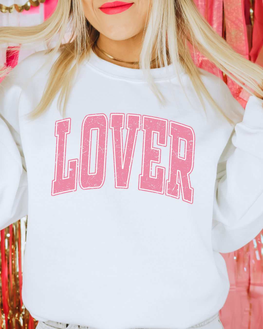 Lover Valentines (PINK) Adult Graphic Crewneck Pullover