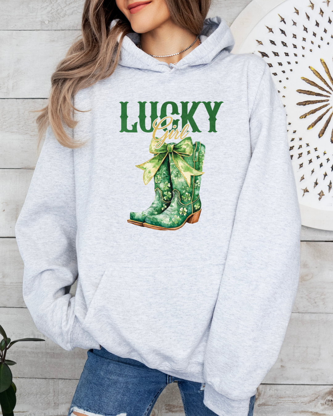 Lucky Girl Boots Adult Graphic Hoodie