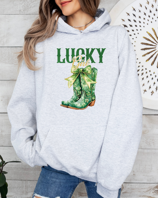 Lucky Girl Boots Adult Graphic Hoodie