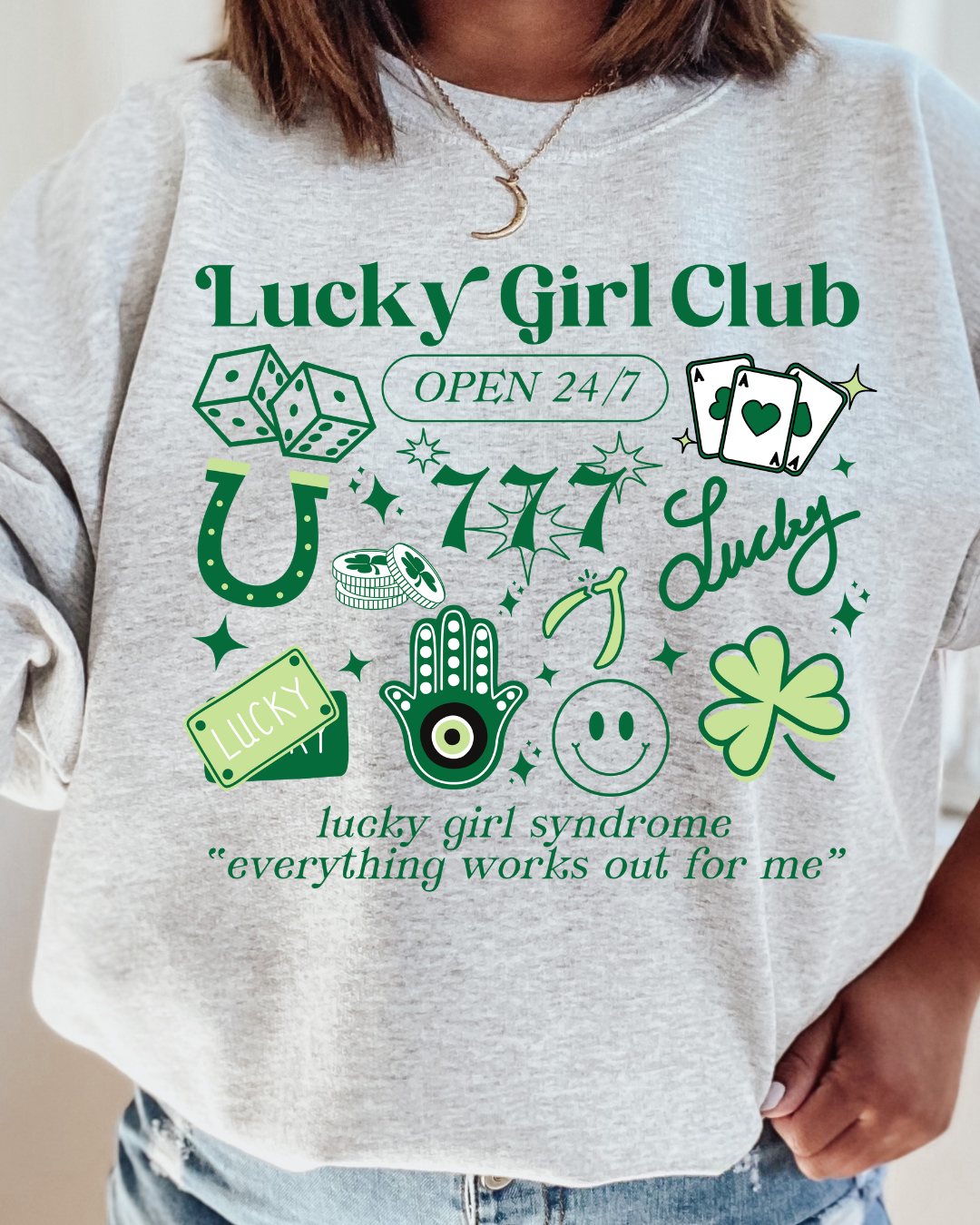 Lucky Girl Club Adult Crewneck Pullover