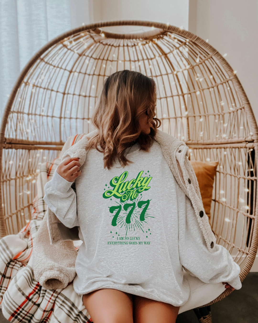 Lucky Me 777 Adult Crewneck Pullover (Green)