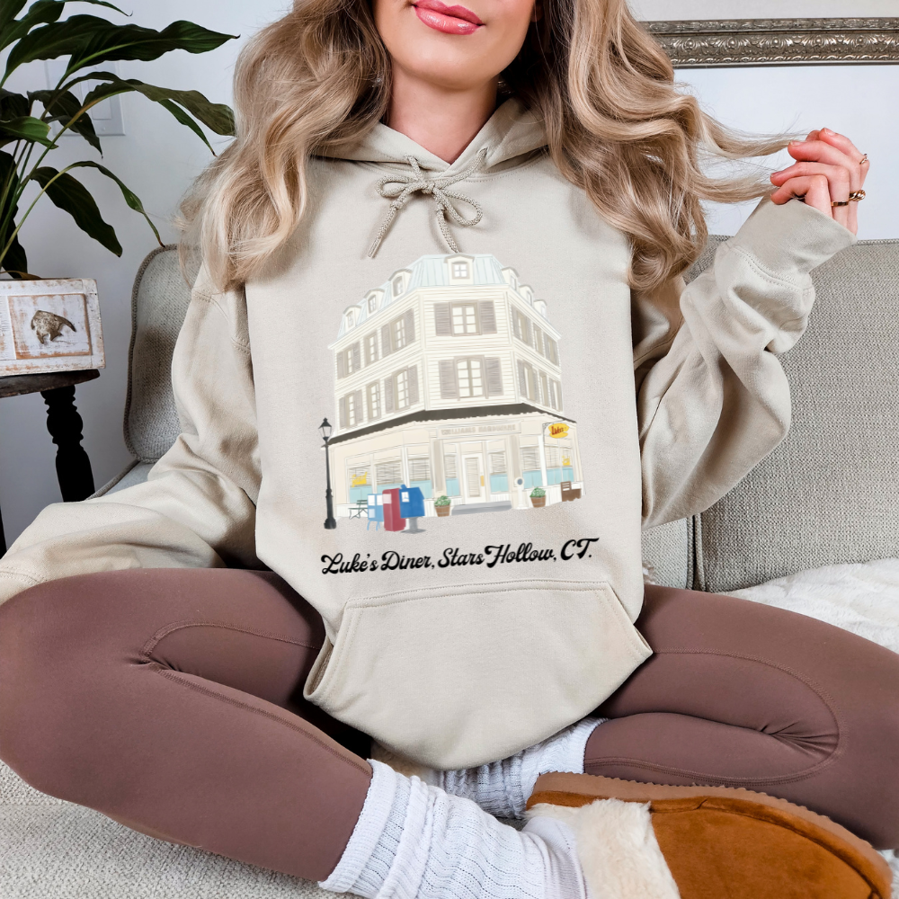 Luke's Diner Outline Gilmore Girls Adult Graphic Hoodie
