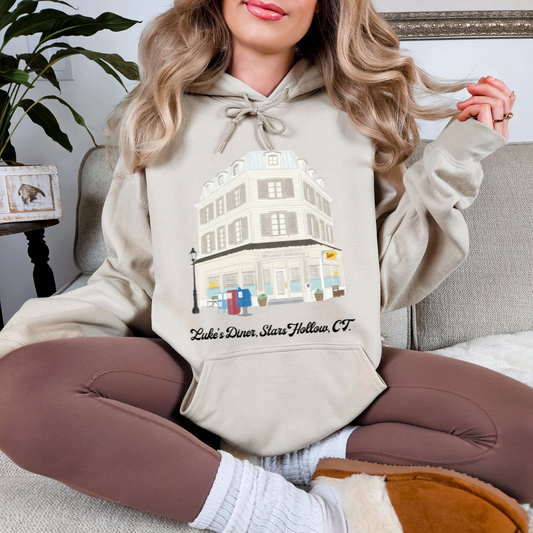 Luke's Diner Outline Gilmore Girls Adult Graphic Hoodie