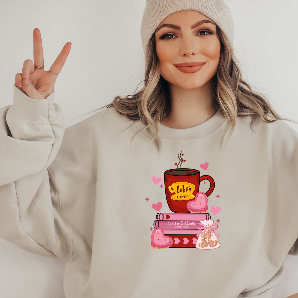 Lukes Valentines Gilmore Girls Adult Graphic Crewneck Pullover