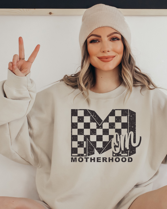 MTV Motherhood Checkered Adult Graphic Crewneck pullover
