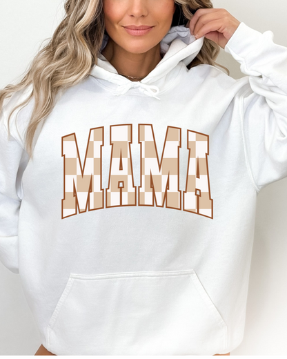 Mama Brown Checkered Adult Graphic Hoodie