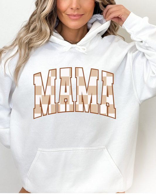 Mama Brown Checkered Adult Graphic Hoodie