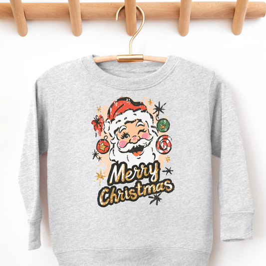 Merry Christmas Santa Face Toddler Graphic Sweatshirt