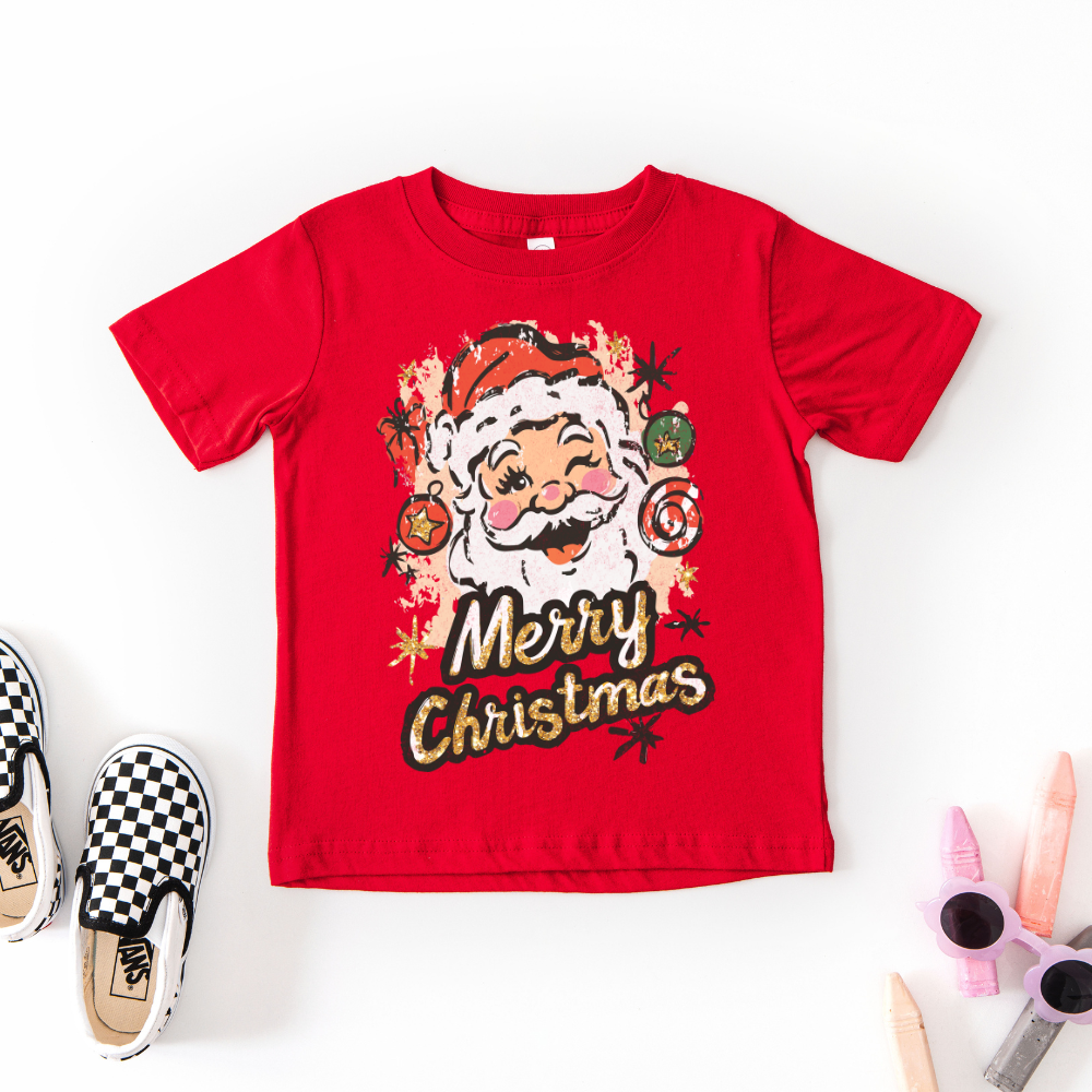 Merry Christmas Santa Face Toddler Graphic Tee