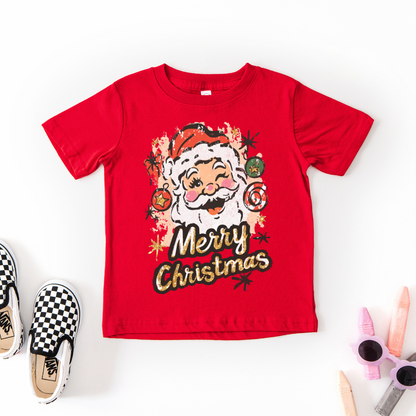 Merry Christmas Santa Face Toddler Graphic Tee