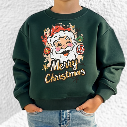 Merry Christmas Santa Face Youth Graphic Sweatshirt