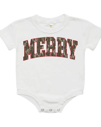 Merry & Camo Christmas Baby Bubble Romper