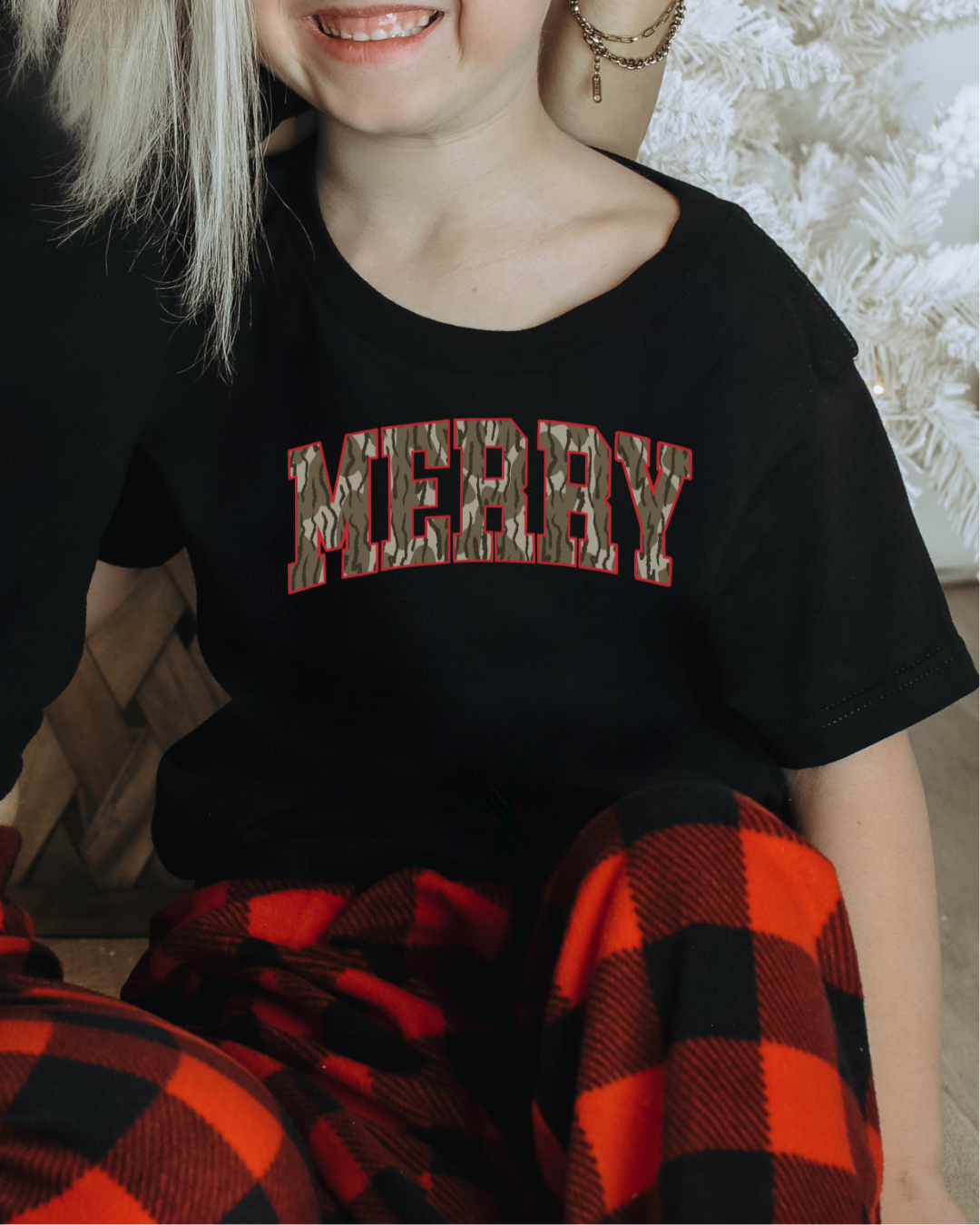 Merry & Camo Christmas Youth Graphic Tee