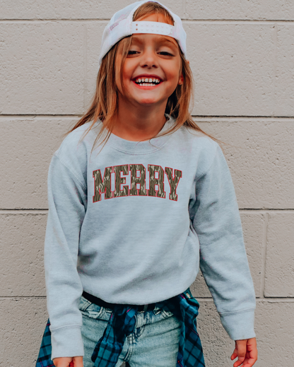Merry & Camo Christmas Youth Graphic Sweatshirt