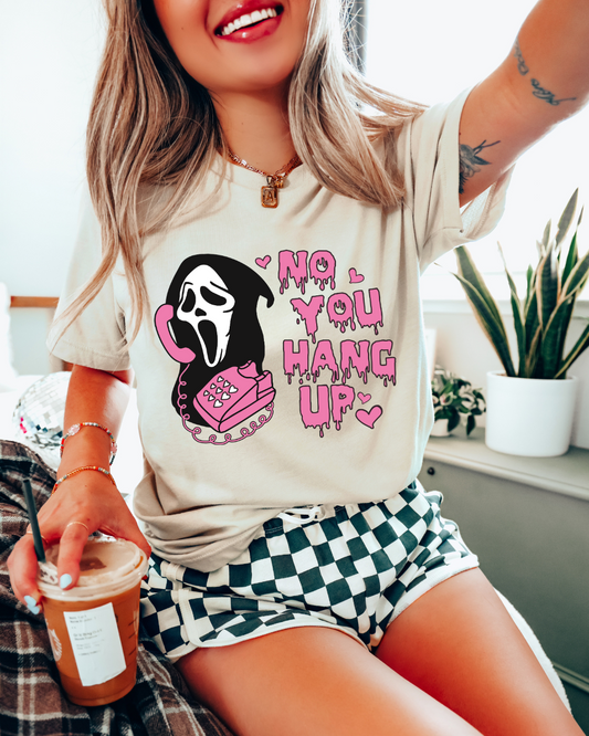 No You Hang Up Spooky Adult Graphic T-Shirt