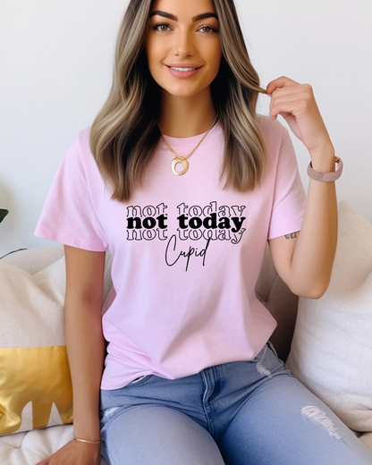 Not Today Cupid Valentines Adult Graphic T-Shirt