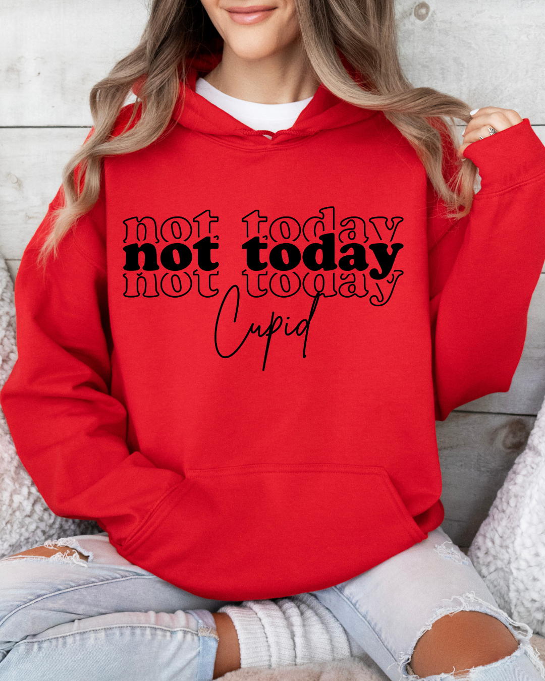 Not Today Cupid Valentines Adult Hoodie