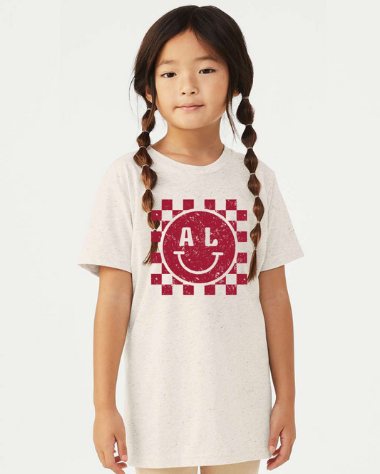 Alabama Checkered Smiley Youth Tee