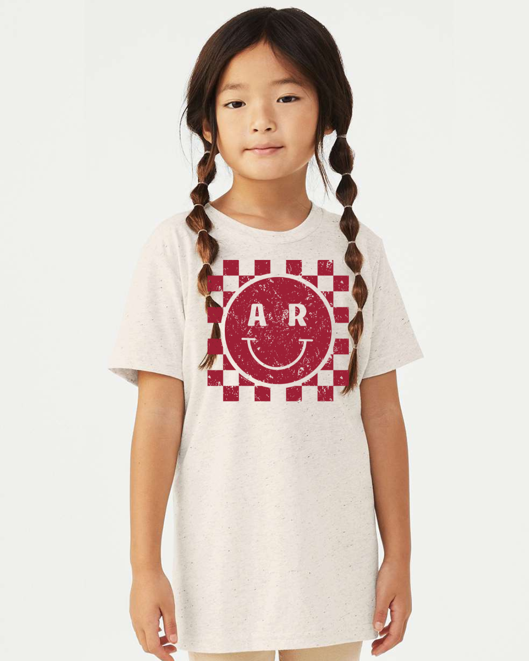 Arkansas Checkered Smiley Youth Tee