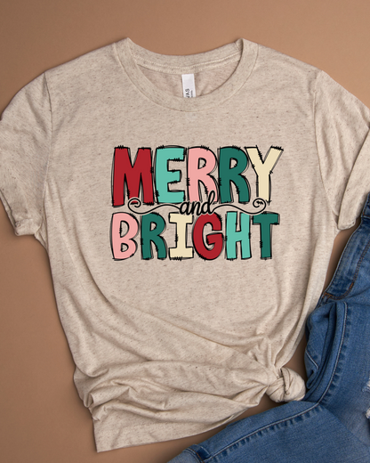 Merry & Bright Colorful Christmas Youth Tee