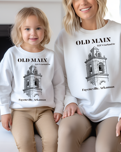 Black Old Main Arkansas Youth Crewneck Pullover