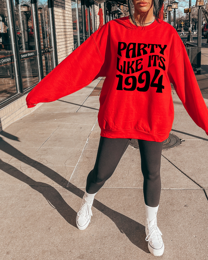Party Like It's 1994 Arkansas Basketball Adult Crewneck Pullover (BLACK)