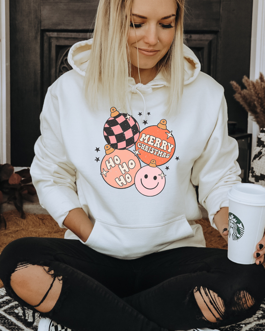 Pastel Christmas Ornaments Adult Graphic Hoodie