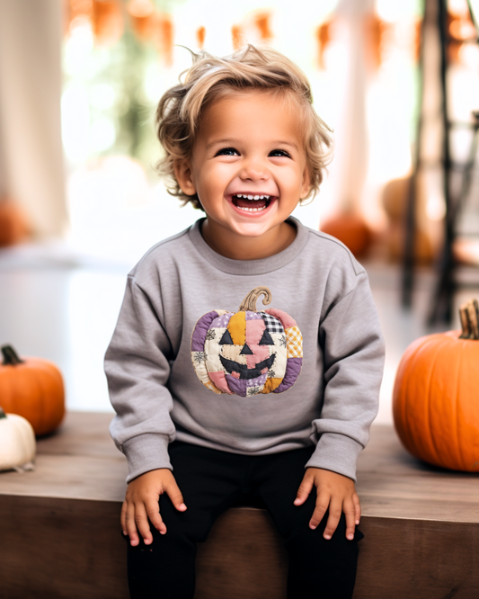 Patchwork Fall Pumpkin Toddler Graphic Sweatshirt